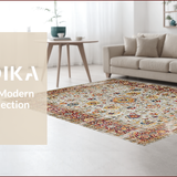Ultra Soft Area Rug, Non Slip, Stain Resistant, Washable Area Rugs for Living Room, Bedroom, Elegant Earthy Floral Aesthetic(Gray)