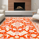 Ultra Soft Area Rug, Non Slip, Stain Resistant, Washable Area Rugs for Living Room, Bedroom, Elegant Textured Diamond Composition(Orange)