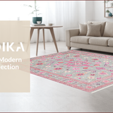 Ultra Soft Area Rug, Non Slip, Stain Resistant, Washable Area Rugs for Living Room, Bedroom, Contemporary Soft Toned Medallion(Gray)