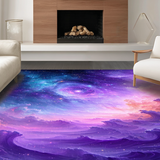 Ultra Soft Area Rug, Non Slip, Stain Resistant, Washable Area Rugs for Living Room, Bedroom, Dynamic Multicolored Universe Theme(Purple)