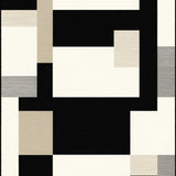 Minimalist Chic Design Large Floor Mat in Black Beige Tones(Beige)