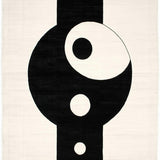 Ultra Soft Area Rug, Non Slip, Stain Resistant, Washable Area Rugs for Living Room, Bedroom, Philosophical Monochrome Circular Design(White)