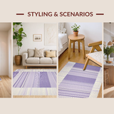 Ultra Soft Area Rug, Non Slip, Stain Resistant, Washable Area Rugs for Living Room, Bedroom, Artistic Minimalist Line Arrangement(Purple)