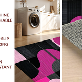 Ultra Soft Area Rug, Non Slip, Stain Resistant, Washable Area Rugs for Living Room, Bedroom, Eclectic Pink and Black Visual Theme(Pink)