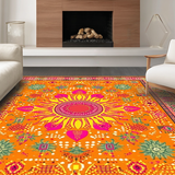 Ultra Soft Area Rug, Non Slip, Stain Resistant, Washable Area Rugs for Living Room, Bedroom, Artful Fluffy Geometric Accents(Orange)