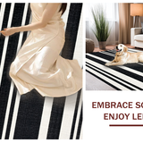 Ultra Soft Area Rug, Non Slip, Stain Resistant, Washable Area Rugs for Living Room, Bedroom, Modern Black White Stripe Rug Geometric Patterned(Black)