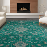 Ultra Soft Area Rug, Non Slip, Stain Resistant, Washable Area Rugs for Living Room, Bedroom, Distressed Elegant Heritage Style(Blue)