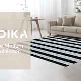Ultra Soft Area Rug, Non Slip, Stain Resistant, Washable Area Rugs for Living Room, Bedroom, Rustic Textured Linear Patterns(Black)