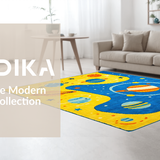 Ultra Soft Area Rug, Non Slip, Stain Resistant, Washable Area Rugs for Living Room, Bedroom, Space-Themed Lively Visual Arrangement(Yellow)