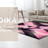 Ultra Soft Area Rug, Non Slip, Stain Resistant, Washable Area Rugs for Living Room, Bedroom, Vibrant Geometric Color Block(Pink)