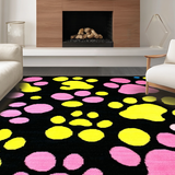 Ultra Soft Area Rug, Non Slip, Stain Resistant, Washable Area Rugs for Living Room, Bedroom, Lively Cartoonish Dog Prints Vibe(Black)