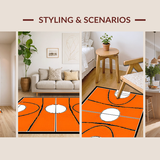 Ultra Soft Area Rug, Non Slip, Stain Resistant, Washable Area Rugs for Living Room, Bedroom, Contemporary Circular Sports Aesthetic(Orange)