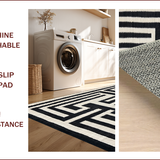 Ultra Soft Area Rug, Non Slip, Stain Resistant, Washable Area Rugs for Living Room, Bedroom, Contemporary Black and Ivory Fusion(Black)