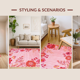 Ultra Soft Area Rug, Non Slip, Stain Resistant, Washable Area Rugs for Living Room, Bedroom, Stylish Abstract Floral Celebration(Pink)