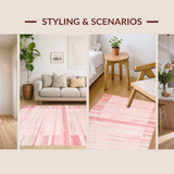 Ultra Soft Area Rug, Non Slip, Stain Resistant, Washable Area Rugs for Living Room, Bedroom, Stylish Earthy Toned Charm(Pink)