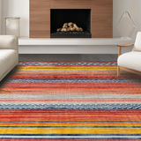Ultra Soft Area Rug, Non Slip, Stain Resistant, Washable Area Rugs for Living Room, Bedroom, Chic Color Blocked Linear Style(Red)