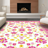 Ultra Soft Area Rug, Non Slip, Stain Resistant, Washable Area Rugs for Living Room, Bedroom, Chic Floral Vintage Elegance(White)