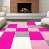 Ultra Soft Area Rug, Non Slip, Stain Resistant, Washable Area Rugs for Living Room, Bedroom, Dynamic Cozy Child's Activity Motif(Pink)