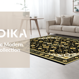 Ultra Soft Area Rug, Non Slip, Stain Resistant, Washable Area Rugs for Living Room, Bedroom, Rustic Taffeta Abstract Harmony(Black)