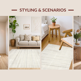Ultra Soft Area Rug, Non Slip, Stain Resistant, Washable Area Rugs for Living Room, Bedroom, Sleek Neutral Luxe Vibe(Ivory)