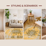 Ultra Soft Area Rug, Non Slip, Stain Resistant, Washable Area Rugs for Living Room, Bedroom, Contemporary Minimalist Motif(Gold)