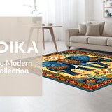Ultra Soft Area Rug, Non Slip, Stain Resistant, Washable Area Rugs for Living Room, Bedroom, Artful Symmetrical Trellis Layout(Gold)
