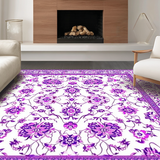 Ultra Soft Area Rug, Non Slip, Stain Resistant, Washable Area Rugs for Living Room, Bedroom, Rustic Purple Petal Motif(Purple)