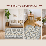 Ultra Soft Area Rug, Non Slip, Stain Resistant, Washable Area Rugs for Living Room, Bedroom, Sophisticated Minimalist Tiled Aesthetic(Gray)