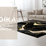Ultra Soft Area Rug, Non Slip, Stain Resistant, Washable Area Rugs for Living Room, Bedroom, Sleek Abstract Minimalist Appeal(Black)