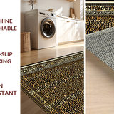 Ultra Soft Area Rug, Non Slip, Stain Resistant, Washable Area Rugs for Living Room, Bedroom, Chic Geometric Brown Pattern(Gold)