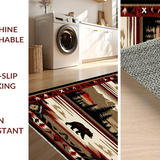 Ultra Soft Area Rug, Non Slip, Stain Resistant, Washable Area Rugs for Living Room, Bedroom, Striking Ethnic Bear Graphic(Brown)