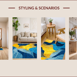 Ultra Soft Area Rug, Non Slip, Stain Resistant, Washable Area Rugs for Living Room, Bedroom, Vibrant Abstract Artistic Fusion(Yellow)