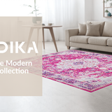 Ultra Soft Area Rug, Non Slip, Stain Resistant, Washable Area Rugs for Living Room, Bedroom, Rustic Soft Pink Geometric Design(Pink)