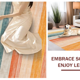 Ultra Soft Area Rug, Non Slip, Stain Resistant, Washable Area Rugs for Living Room, Bedroom, Stylish Multi-Hued Geometric Blend(Orange)