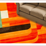 Ultra Soft Area Rug, Non Slip, Stain Resistant, Washable Area Rugs for Living Room, Bedroom, Dynamic Earth Tone Geometric Visual(Orange)