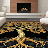 Ultra Soft Area Rug, Non Slip, Stain Resistant, Washable Area Rugs for Living Room, Bedroom, Minimalist Viking Symbolism Display(Gold)