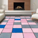 Ultra Soft Area Rug, Non Slip, Stain Resistant, Washable Area Rugs for Living Room, Bedroom, Playful Interactive Hopscotch Aesthetic(Pink)