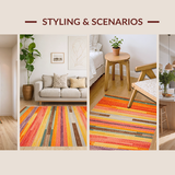 Ultra Soft Area Rug, Non Slip, Stain Resistant, Washable Area Rugs for Living Room, Bedroom, Lively Multicolor Woven Texture(Orange)