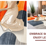 Ultra Soft Area Rug, Non Slip, Stain Resistant, Washable Area Rugs for Living Room, Bedroom, Chic Modern Organic Shapes(Orange)