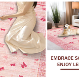 Ultra Soft Area Rug, Non Slip, Stain Resistant, Washable Area Rugs for Living Room, Bedroom, Lovely Pink Bow Pattern Carpet for Whimsical Decor(Pink)