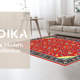 Ultra Soft Area Rug, Non Slip, Stain Resistant, Washable Area Rugs for Living Room, Bedroom, Chic Multicolor Geometric Pattern(Red)