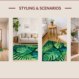 Ultra Soft Area Rug, Non Slip, Stain Resistant, Washable Area Rugs for Living Room, Bedroom, Monstera Leaf Bathroom Accent Rug Washable(Green)