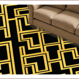 Geometric Retro Black Gold Motif(Black)