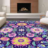 Ultra Soft Area Rug, Non Slip, Stain Resistant, Washable Area Rugs for Living Room, Bedroom, Striking Modern Colorful Blooms(Purple)