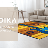 Ultra Soft Area Rug, Non Slip, Stain Resistant, Washable Area Rugs for Living Room, Bedroom, Eclectic Vintage Guitar Motif(Brown)