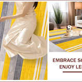 Ultra Soft Area Rug, Non Slip, Stain Resistant, Washable Area Rugs for Living Room, Bedroom, Chic Striped Yellow-Grey Aesthetic(Yellow)