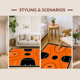 Ultra Soft Area Rug, Non Slip, Stain Resistant, Washable Area Rugs for Living Room, Bedroom, Engaging Vibrant Athletic Visual Style(Orange)