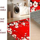 Ultra Soft Area Rug, Non Slip, Stain Resistant, Washable Area Rugs for Living Room, Bedroom, Transitional Abstract Blossom Arrangement(Red)