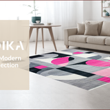 Ultra Soft Area Rug, Non Slip, Stain Resistant, Washable Area Rugs for Living Room, Bedroom, Sleek Abstract Geometric Motif(Gray)