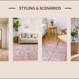 Ultra Soft Area Rug, Non Slip, Stain Resistant, Washable Area Rugs for Living Room, Bedroom, Vibrant Pink Geometric Accents(Pink)